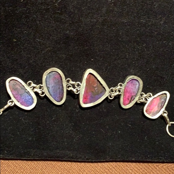 Sterling Silver handmade bracelet w/laced agate - Picture 4 of 8